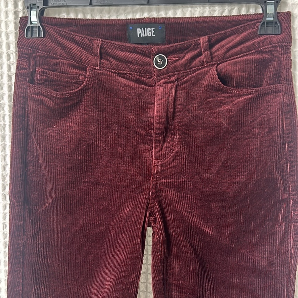 Paige Hoxton Ankle Slim Corduroy Pants Size 27 Dark Currant Wine - Picture 5 of 11